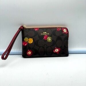Coach Signature Holiday Ornament Print Wristlet NWT